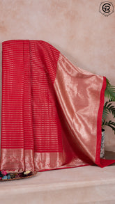 Red Zari Line Pattern with Rich Pallu Warm Silk Saree